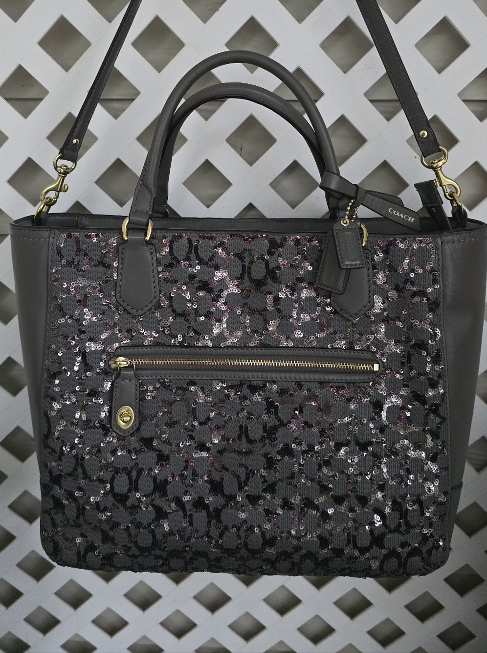 Coach Poppy Sequin Signature C Small Blaire Tote - F26432